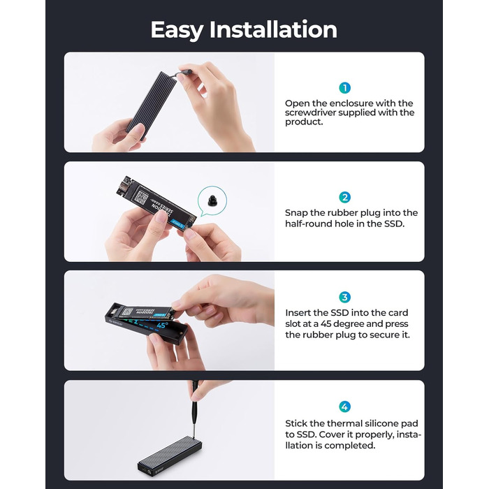 Зовнішній корпус-адаптер ORICO M.2 NVMe SSD USB-C 3.2 Gen2 10Gbps для PCIe NVMe M-Key/M+B Key (2230/2242/2260/2280), підтримка UASP, M-2PV