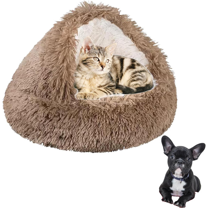 М'яке ліжко для собак та котів у формі мушлі, тепле, зручне, миється, 50x50 см (Хакі)