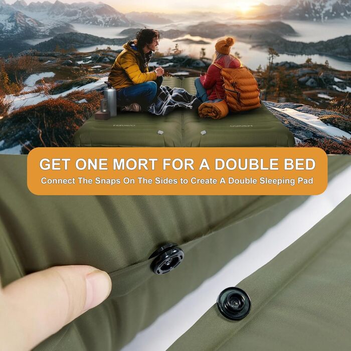 Origem Self-Inflating Camping Mat - Lightweight & Compact Sleeping Pad with Foot Pump - Ideal for Hiking, Beach, Travel, Tent & Hammock (Army Green)