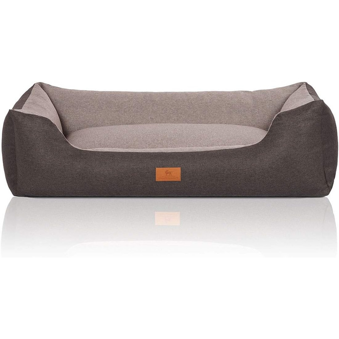 Knuffelwuff 14096-006 Dog Bed, Dog Basket, Dog Sofa, Dog Cushion, Dog Basket Cover Washable Tunnel XL (Black-Gray, L 85 x W 63 x H 23 cm)