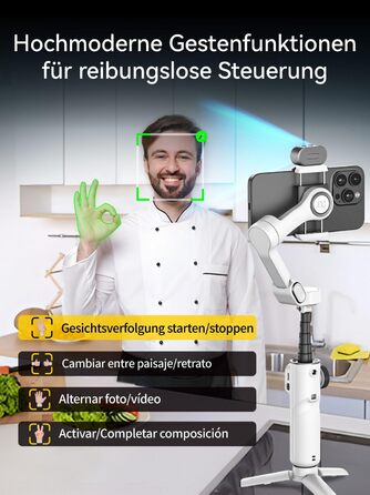 Стабілізатор для iPhone та Android з 3-осьовою стабілізацією та OLED-дисплеєм, 7.8