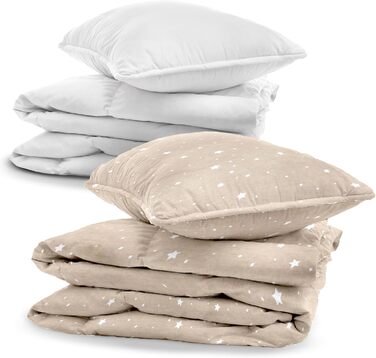 Комплект постільної білизни для дитячого ліжечка Kinderbettwäsche: бавовна 90x120/40x60 см + ковдра та подушка. Oeko-Tex, білий/сірий, для хлопчиків та дівчаток