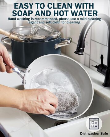 Набір посуду Cook N Home 10 предметів: каструлі та сковорідки з антипригарним покриттям, індукційне кухонне начиння, блакитний колір