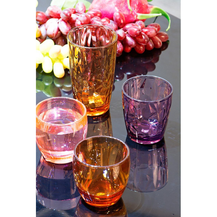 YINJOYI 390ml 6-Piece Set of Glass-Like Water Glasses, Plastic Cups, Drinking Glasses, Tumblers, Highball Glasses, Kids' Juice Glasses, Reusable (6 Colors)