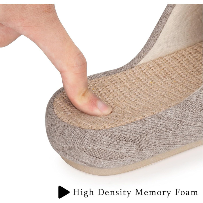 Тапочки жіночі Eagsouni з льону, зручні, з антиковзким покриттям, з піною Memory Foam, плоскі, для дому, теплі, (39/40 EU, Хакі)