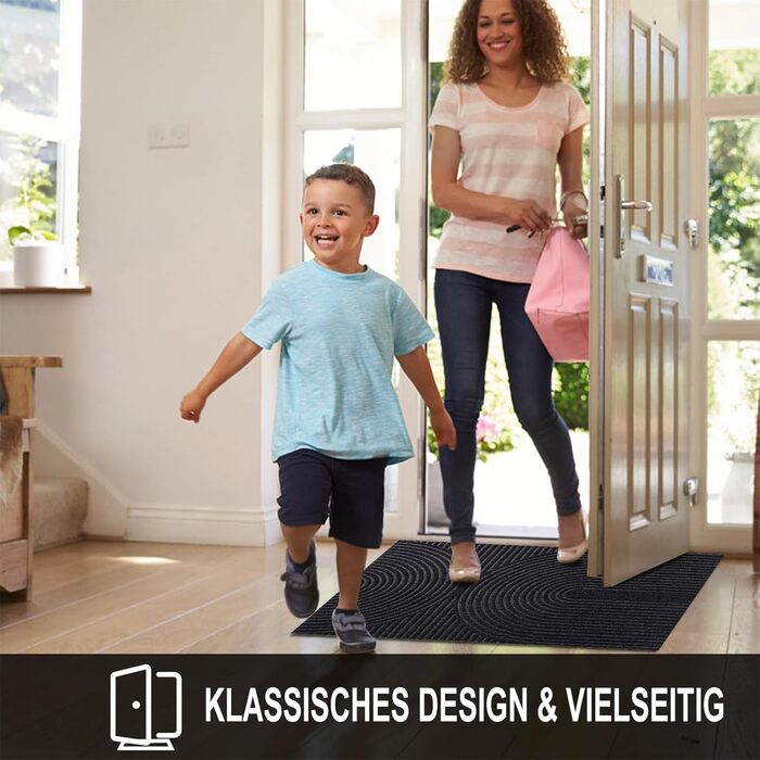 Килимок для дому та вулиці 43x76 см - антиковзкий, водонепроникний, легко миється. Килимок для входу, тераси, саду, коридору (темно-сірий)