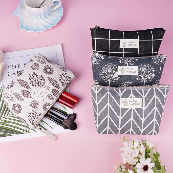 Набір косметичних сумок з тканнини, 4 шт. - Косметичка для подорожей, органайзер для макіяжу, багатофункціональна сумочка з блискавкою, аксесуари для косметики, багато кольорів
