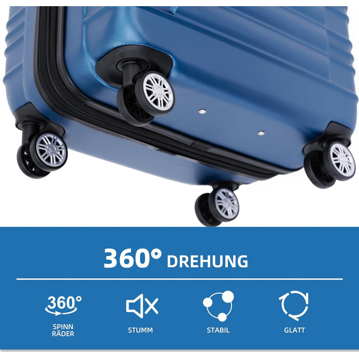 Набір валіз та ролер Beibye з подвійними колесами (Кофе, Блакитний)