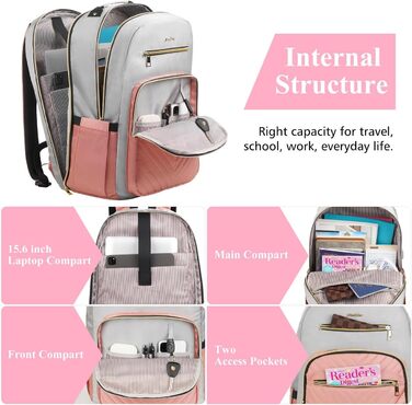 Жіночий рюкзак YAMTION: шкільний, для ноутбука 15.6