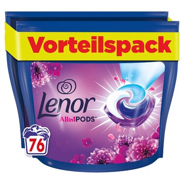 Капсули для прання кольорових речей Lenor All-in-1 PODS Amethyst Blütentraum, гігієнічне глибоке очищення та тривала свіжість, 76 шт