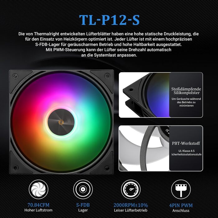 Thermalright FW 240 Schwarz ARGB: Рідинна система водяного охолодження CPU з 2 вентиляторами PWM, LCD-дисплей 320*240, сумісна з Intel AM4/AM5/LGA1700/1851