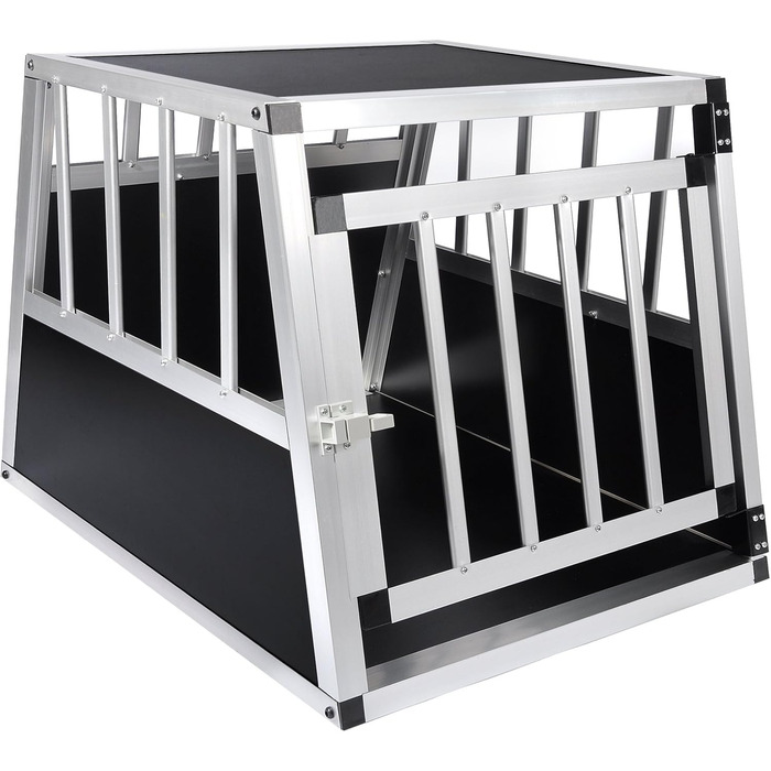 Кія для собак, переноска для собак, алюмінієва переноска для авто, переноска для дому, переноска для малих/середніх собак та котів 54x69x51 см з безпечним замком, легка та стабільна, чорна