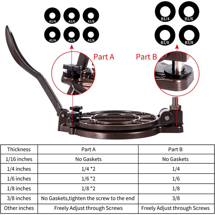 Пресс для тортилій, регульований, 20.3 см, бронзовий, для роті, доса, тамале, піци, пирогів, котлет, 8 дюймів