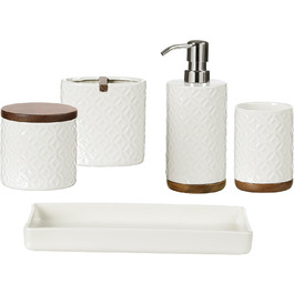 Набір аксесуарів для ванної кімнати Motifeur, 5 шт. (кераміка та дерево)