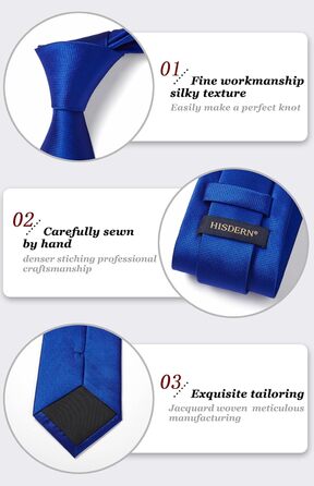 Чоловіча краватка та хустинка HISDERN для весілля, блакитний колір, комплект з запонками