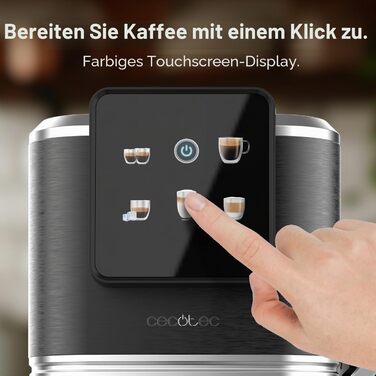 Кавомашина еспресо Cecotec Power Espresso 1350 Вт, 20 бар, сенсорний дисплей, резервуар 1.5л, капучинатор, подвійний холдер