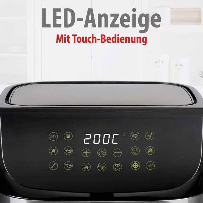 Фритюрниця Alpina Heißluft XXL: Airfryer на 4-6 осіб, 1800W, 9L, цифровий дисплей, таймер 2 год