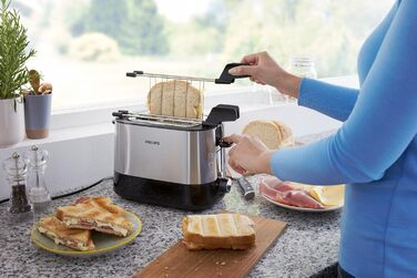 Philips HD2639/90 – Toaster (730 W, extra wide slot, sandwich accessory), Black and Silver