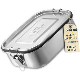 SILBERTHAL Stainless Steel Lunchbox with Compartments – 800ml Lunchbox for Kids & Adults – Leak-Proof & Lightweight - Flexible Divider
