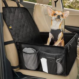 Автокрісло для собак HELDENWERK Extra Stabil - Водонепроникне, з 5 ременями, для заднього та переднього сидіння (Чорний, Стандартний)