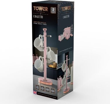 Tower T826132PNK Cavaletto Beaker Stand with Stainless Steel Stopper, Soft Base, Marshmallow Pink and Roségold