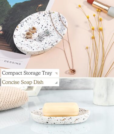 Підставка для мила Luxspire з кераміки, антиковзаюча, білий мармур, для ванної кімнати, душу та кухні