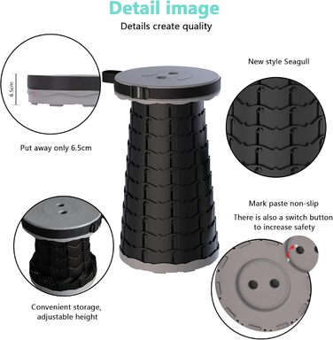 Складаний туристичний стілець-табурет, сірий. Максимальне навантаження 200 кг. Ідеально для кемпінгу, риболовлі, пікніків та подорожей. З сумкою для перенесення.