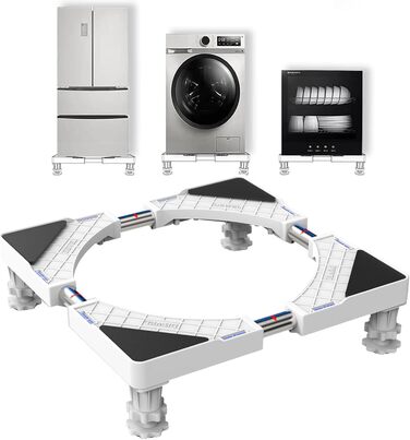 DEWEL Washing Machine Base, Bear Load 300kg, Adjustable Washing Machine Pedestal for Refrigerator, Dryer, Freezer, Length 43-67cm, Height 10-13cm