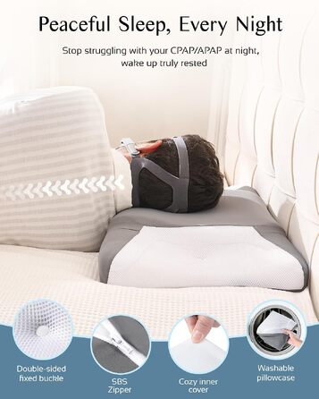 Ергономічна подушка з ефектом пам'яті (Memory Foam) для шиї та голови, дихаюча наволочка, підходить для сну на боці, спині та животі, темно-сіра, 65 x 40 x 9/11 см