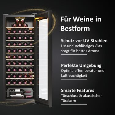 Haier 50 Series 3 Wine Refrigerator - 34 Bottle Wine Cooler with UV Glass Door, 5 Shelves, Wi-Fi & Touch Display, Vibration-Free Storage