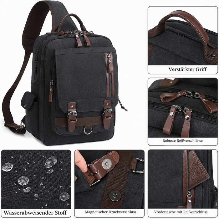 Спортивна сумка-слінг mygreen Canvas Crossbody Bag через плече, водостійкий рюкзак-сумка для прогулянок та outdoor, армійський зелений, XL