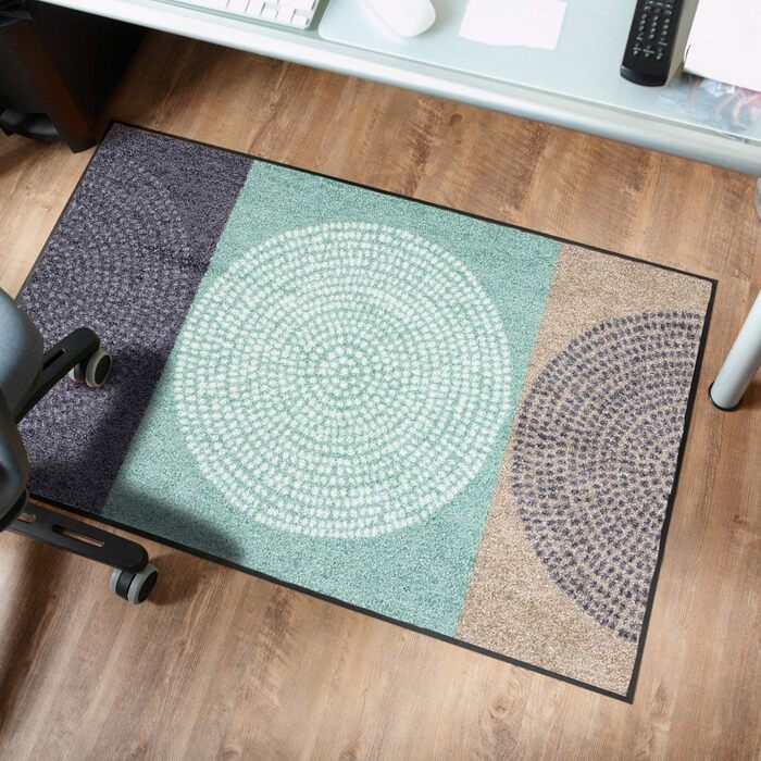Килимок для входу Salonloewe Nestor 50x75 см, сіро-м'ятний, прямокутний, миючийся