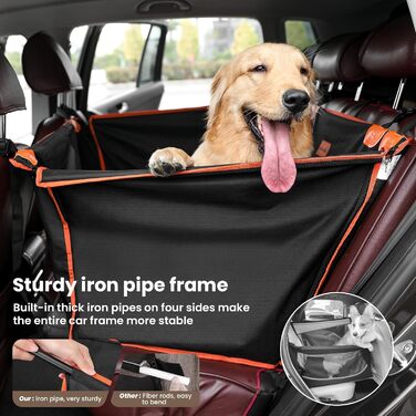 Pecute Dog Car Seat - Reinforced & Secure Dog Seat for Medium & Large Dogs - Adjustable Straps & Stable Car Dog Crate for Rear Seat (L)