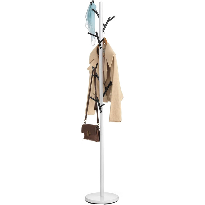 IDIMEX Clothes Rack ZENO made of metal, coat rack in green painted finish, jacket stand with 6 practical hooks (White/Black)