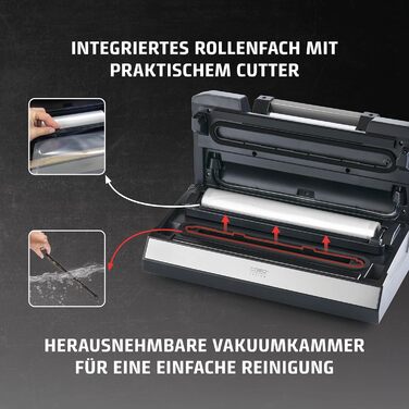 CASO Vakuumierer VRH 790 advanced Pro: Професійний вакуумний пакувальник з висувною камерою, 10 фольгованих пакетів