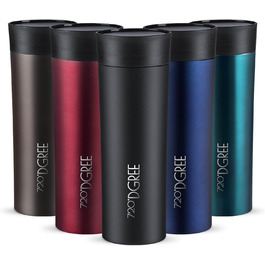 Термокружка 720°DGREE Premium 'PleasureToGo' 450мл, без BPA, не протікає, з нержавіючої сталі, з кришкою, для кави, з ізоляцією, чорна (Onyx Black)