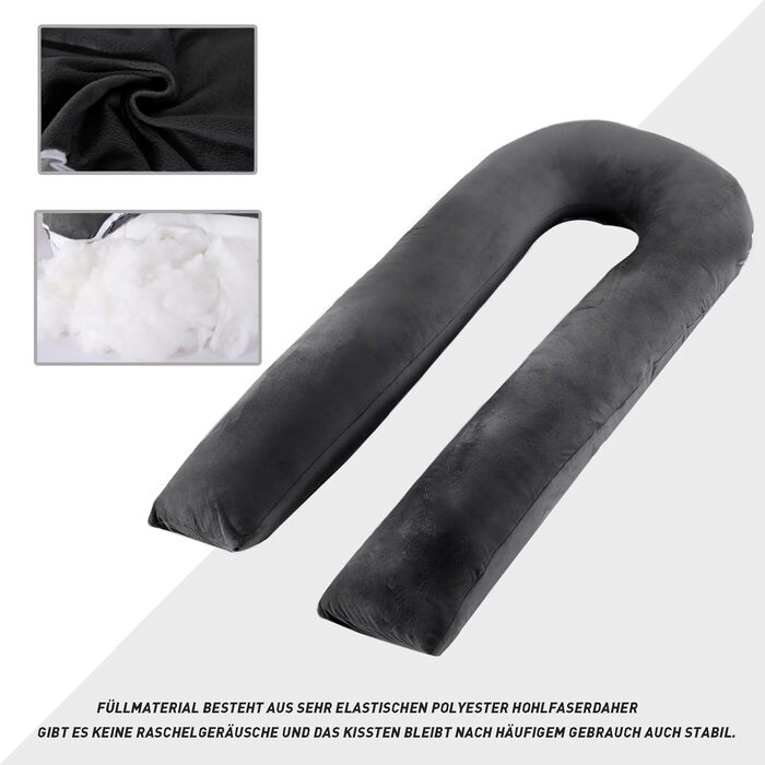 Подушка для вагітних Caliyo 2 шт. U-подібної форми, подушка для сну на боці з чохлом, подушка для годування, велика, комфортна подушка для вагітних (сірий, кристалевий велюр)