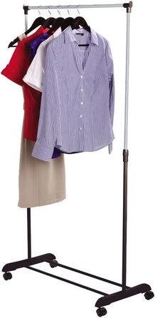 Home Vida Clothes Rack, Single Clothes Rod, Adjustable, (Silver)