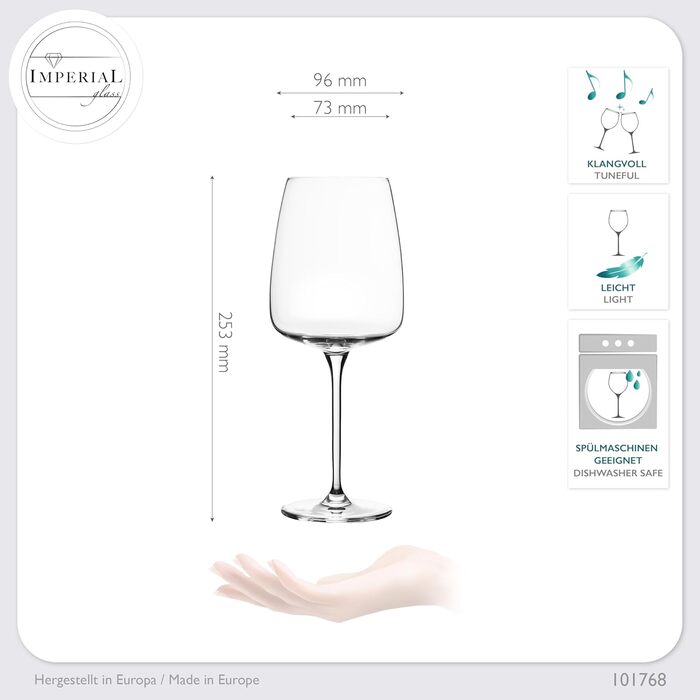 Набір склянок для білого вина 'Milano' 480мл, 4 шт. З кристалічного скла, для Шардоне, стійкі до миття в посудомийній машині