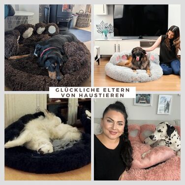 pfoten&nasen® Bear Paw Dog Bed [Pink, M - 75cm] For Medium-Sized Dogs, Washable Dog Bed, Donut Dog Bed, Round Dog Bed, Fluffy Dog Bed, Dog Bed, Donut Dog Bed.