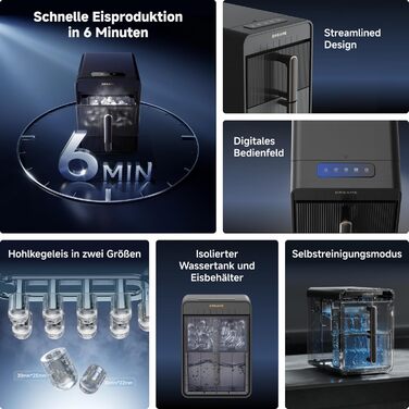 Машина для приготування льоду Dreame Aura: швидке виробництво, ізольований бак, 2 розміри, LED, самоочищення