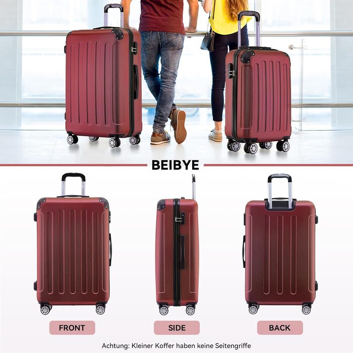 Набір валіз Beibye 2045 з трьох ролерів (3шт) - жорсткий корпус, 20 кольорів (темно-зелений, бордовий)
