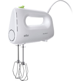 Braun Household MultiMix 1 HM 1100 WH Hand Mixer - Handheld Mixer with 4 speed settings plus Turbo, FastMix Technology, EasyClick, incl. whisk, one-hand operation, 450W, White White MultiMix 1 - incl. whisk