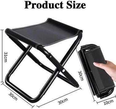 Зручний складаний стілець для кемпінгу Kiuiom: рибалка, пікнік, трекінг, полювання, туризм. Чорний. Максимальне навантаження 220 фунтів.