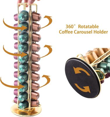 Тримач для капсул Nespresso Sevenline, органайзер на 40 капсул (золотий)