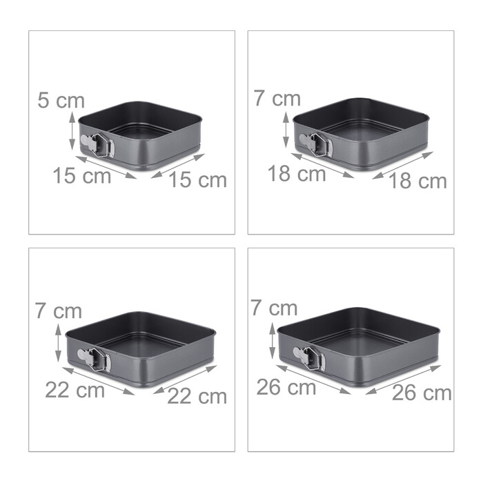 Relaxdays Set of 4 Square Springform Pans