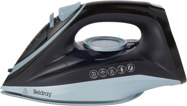 Праска Beldray 2600 Вт – керамічна підошва з антипригарним покриттям, регулювання температури та пари, самоочищення, резервуар 280 мл, до 140 г/хв, висока потужність (EU-штепсель, блакитний)