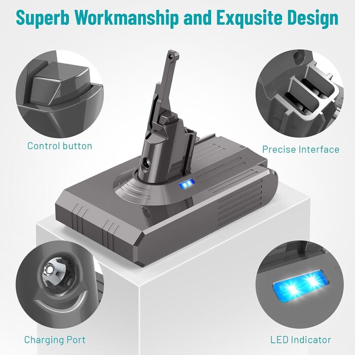 Замінна батарея ASUNCELL 21.6V 4600mAh для пилососів Dyson V8 (Absolute, Animal, Fluffy, Motorhead, Hand-held Series)