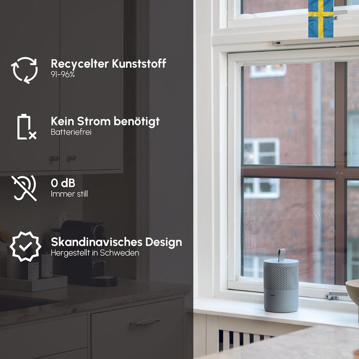 Безструмний осушувач повітря AbsoDry до 25 м² - з поповнюваним пакетом - з переробленого пластику - для вітальні, ванної кімнати, підвалу - осушувач для квартири