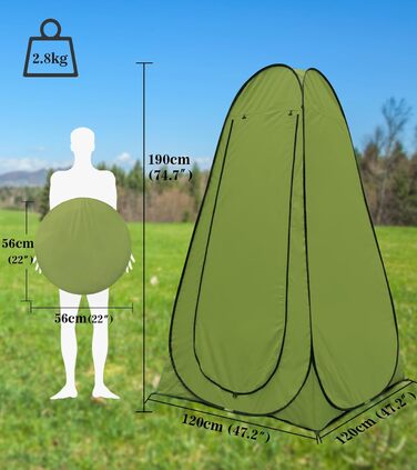 Riggoo Pop Up Privacy Tent - Portable Toilet & Changing Tent for Camping & Beach - UV40+ Sun Protection - Green